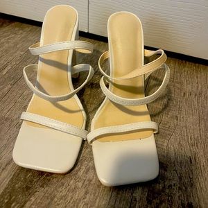 White square toe heels